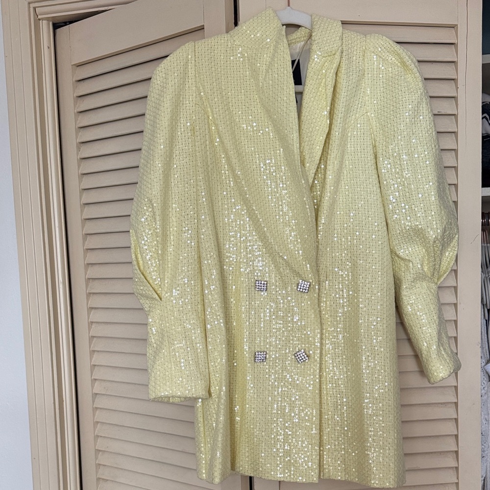 River Island Sparkling Yellow Sequin Blazer